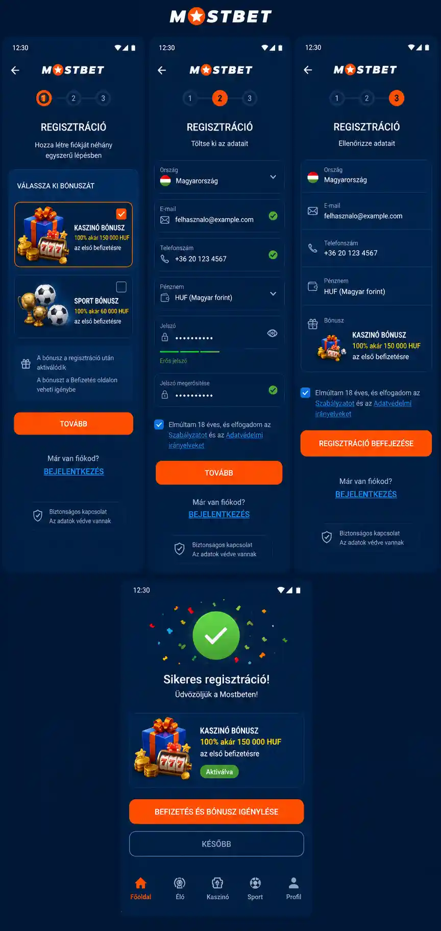 Mostbet regisztrációs folyamat lépései mobil nézetben